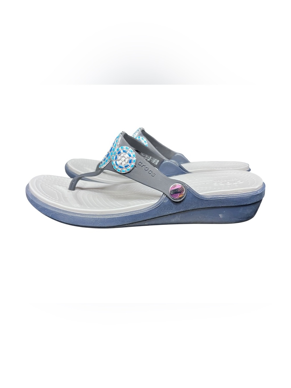 Crocs Sanrah Diamante Wedge Flip
Sandals Size 10 Navy Embellished EUC - Picture 3 of 9